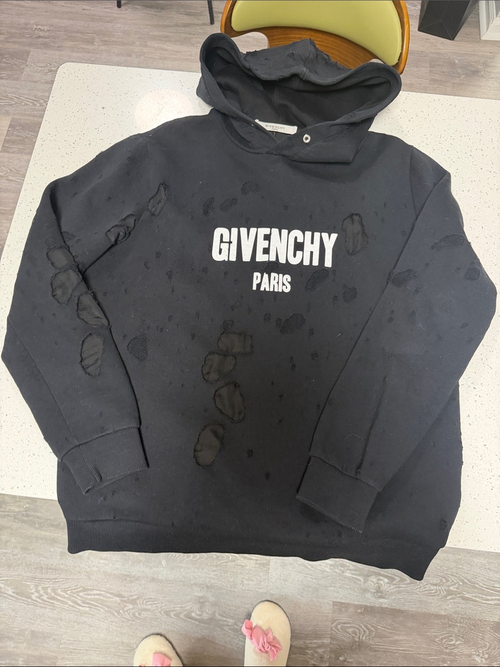 Givenchy Black Distressed Logo Hoodie